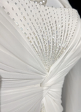 Unique Bridal Gown A Line Spaghetti Straps Chiffon Long White 50s Wedding Dresses Vintage Bridal Gowns HZ1121