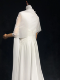Unique Bridal Gown A Line Spaghetti Straps Chiffon Long White 50s Wedding Dresses Vintage Bridal Gowns HZ1121