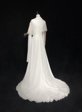 Unique Bridal Gown A Line Spaghetti Straps Chiffon Long White 50s Wedding Dresses Vintage Bridal Gowns HZ1121