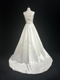 Unique Bridal Gown Ball Gown Square Neck Long White Satin 70s Wedding Dresses Vintage Bridal Gowns HZ1121