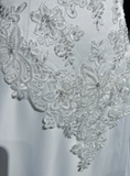Classic Elegant Wedding Gown A line V Neck Long White Satin 70s Wedding Dresses Vintage Bridal Gowns HZ1121