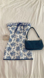 Cute A line Strapless Blue Floral Short Formal 8th Grade Homecoming Dresses Summer Middle School Hoco Dress Homecoming Outfits HZ1121