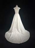 Unique Wedding Dress Ball Gown Square Neck Long White Satin 90s Wedding Dresses Vintage Bridal Gowns HZ1121