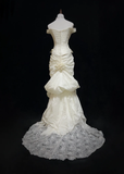 Classic Elegant Wedding Gown Mermaid Off The Shoulder Short Sleeves Ivory Lace 80s Wedding Dresses Vintage Bridal Gowns HZ1121