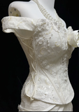 Classic Elegant Wedding Gown Mermaid Off The Shoulder Short Sleeves Ivory Lace 80s Wedding Dresses Vintage Bridal Gowns HZ1121
