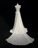 Unique Wedding Dress Sheath One Shoulder Chiffon White Flowers 90s Wedding Dresses Vintage Bridal Gowns HZ1121