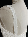 Unique Wedding Dress A Line Square Neck White Chiffon Beads 90s Wedding Dresses Vintage Bridal Gowns HZ1121