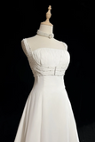 Unique Wedding Dress A Line Square Neck White Chiffon Beads 90s Wedding Dresses Vintage Bridal Gowns HZ1121