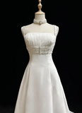 Unique Wedding Dress A Line Square Neck White Chiffon Beads 90s Wedding Dresses Vintage Bridal Gowns HZ1121