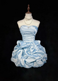 Vintage Ball Gown Sweetheart Taffeta Light Sky Blue Sleeveless Mini Short Formal 8th Grade Homecoming Dresses Summer Middle School Hoco Dress Homecoming Outfits HZ1121