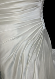 Unique Wedding Dress A Line V Neck White Satin Beads 90s Wedding Dresses Vintage Bridal Gowns HZ1121