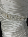 Unique Wedding Dress A Line V Neck White Satin Beads 90s Wedding Dresses Vintage Bridal Gowns HZ1121