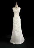Unique Wedding Dress Mermaid V Neck White Taffeta Appliques 90s Wedding Dresses Vintage Bridal Gowns HZ1121