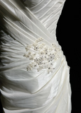 Unique Wedding Dress Mermaid V Neck White Taffeta Appliques 90s Wedding Dresses Vintage Bridal Gowns HZ1121