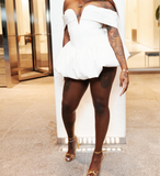 Sexy Ball Gown Off The Shoulder White Satin Mini Short Formal 8th Grade Homecoming Dresses Summer Middle School Hoco Dress 20th Birthday Outfits HZ1121