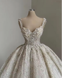 Unique Bridal Gown Ball Gown Straps Neck White Sequin Wedding Dresses Pretty Bridal Gowns HZ1121