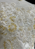 Unique Bridal Gown Ball Gown Off The Shoulder White Short Sleeves Lace Wedding Dresses Vintage 80s Wedding Gowns HZ1121