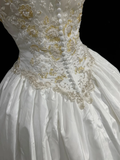 Unique Bridal Gown Ball Gown Off The Shoulder White Short Sleeves Lace Wedding Dresses Vintage 80s Wedding Gowns HZ1121