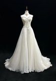 Unique Bridal Dress A Line Spaghetti Straps White Lace Long 90s Wedding Dresses Vintage Bride Dress Bridal Gowns HZ1121
