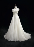 Unique Bridal Dress A Line Spaghetti Straps White Lace Long 90s Wedding Dresses Vintage Bride Dress Bridal Gowns HZ1121