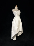 Unique Bridal Dress High Low Spaghetti Straps White 90s Wedding Dresses Vintage Bride Dress Bridal Gowns HZ1121