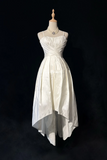 Unique Bridal Dress High Low Spaghetti Straps White 90s Wedding Dresses Vintage Bride Dress Bridal Gowns HZ1121