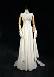 Unique Bridal Dress A line Spaghetti Straps White 90s Chiffon Wedding Dresses Vintage Bride Dress Bridal Gowns HZ1121