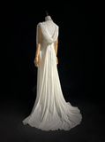 Unique Bridal Dress A line Spaghetti Straps White 90s Chiffon Wedding Dresses Vintage Bride Dress Bridal Gowns HZ1121