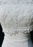 Unique Bridal Gown Mermaid Strapless Chiffon Wedding Dress With White Short Sleeves Lace Jacket Wedding Dresses Vintage 80s Wedding Gowns HZ1121