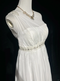 Unique Bridal Dress A line One Shoulder Chiffon White Wedding Dress With Beads 90s Wedding Dresses Vintage Bride Dress Bridal Gowns HZ1121