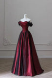 Elegant Ball Gown Off The Shoulder Wine Red Long Prom Dresses Party Dress Summer 20th Birthday Outfits 18th Birthday Dress Inspo For Teens HZ1121