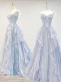 Vintage Ball Gown Spaghetti Straps Tulle Long Prom Dresses Party Dress Birthday Outfits Graduation Dresses HZ1121