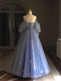 Pretty Ball Gown Off The Shoulder Blue Lilac Tulle Long Quinceanera Dress Formal Gowns Vestido De 15 Anos Sweet 16 Dress HZ1121