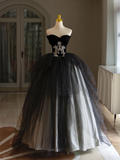 Luxury Ball Gown Sweetheart Neck Off Shoulder Lace Appliques Black Tulle Quinceanera Dress Quinceanera Dress Formal Gowns Vestido De 15 Anos Sweet 16 Dress HZ1121