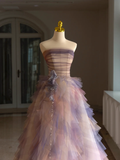 Luxury Ball Gown Strapless Sleeveless Tulle Quinceanera Dress Formal Gowns Vestido De 15 Anos Sweet 16 Dress HZ1121