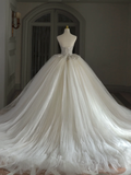 Princess Bridal Dress Ball Gown Sweetheart Tulle Beads Wedding Dress With Short Sleeves Wedding Dresses Modest Wedding Gowns HZ1121