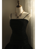 Retro A Line Spaghetti Straps Black Satin Mini Short Formal 8th Grade Homecoming Dresses Summer Middle School Hoco Dress 18th Birthday Outfits HZ1121