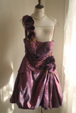 Retro Ball Gown One Shoulder Burgundy Taffeta Mini Short Formal 8th Grade Homecoming Dresses Summer Middle School Hoco Dress 16th Birthday Outfits HZ1121