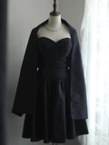 Retro A line Sweetheart Black Taffeta Mini Short Formal 8th Grade Homecoming Dresses Summer Middle School Hoco Dress 16th Birthday Outfits HZ1121