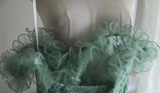 Vintage Ball Gown Off The Shoulder Green Lace Mini Short Formal 8th Grade Homecoming Dresses Summer Middle School Hoco Dress 20th Birthday Outfits HZ1121