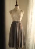 Retro A line Spaghetti Straps Gray Chiffon Mini Short Formal 8th Grade Homecoming Dresses Summer Middle School Short Prom Dress 16th Birthday Outfits HZ1121