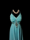Vintage A line Halter Blue Chiffon Formal 7th Grade Homecoming Dresses Middle School Short Prom Dress Hoco Outfits HZ1121