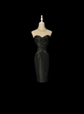 Vintage Sheath Sweetheart Black Satin Mini Short Formal 7th Grade Homecoming Dresses Middle School Short Prom Dress Hoco Outfits HZ1121