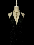 Vintage Mermaid Halter Chiffon Black Formal 7th Grade Homecoming Dresses Middle School Short Prom Dress Hoco Outfits HZ1121
