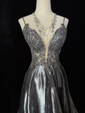 Unique A line Spaghetti Straps Gray Sleeveless Short Mini Green Formal 7th Grade Homecoming Dresses Middle School Prom Dress Hoco Outfits HZ1121