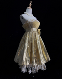Unique Ball Gown Strapless Sleeveless Short Mini Gold Formal 7th Grade Homecoming Dresses Middle School Prom Dress Hoco Outfits HZ1121