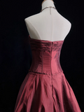 Unique Ball Gown Strapless Sleeveless Burgundy Taffeta Formal 7th Grade Homecoming Dresses Middle School Prom Dress Hoco Outfits HZ1121