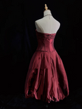 Unique Ball Gown Strapless Sleeveless Burgundy Taffeta Formal 7th Grade Homecoming Dresses Middle School Prom Dress Hoco Outfits HZ1121