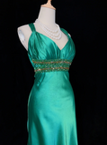 Vintage Sheath Satin Green Halter Formal 7th Grade Homecoming Dresses Middle School Short Prom Dress Hoco Outfits HZ1121
