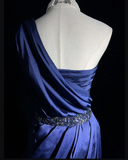 Unique Sheath One Shoulder Royal Blue Sleeveless Satin Mini Formal 7th Grade Homecoming Dresses Middle School Prom Dress Hoco Outfits HZ1121